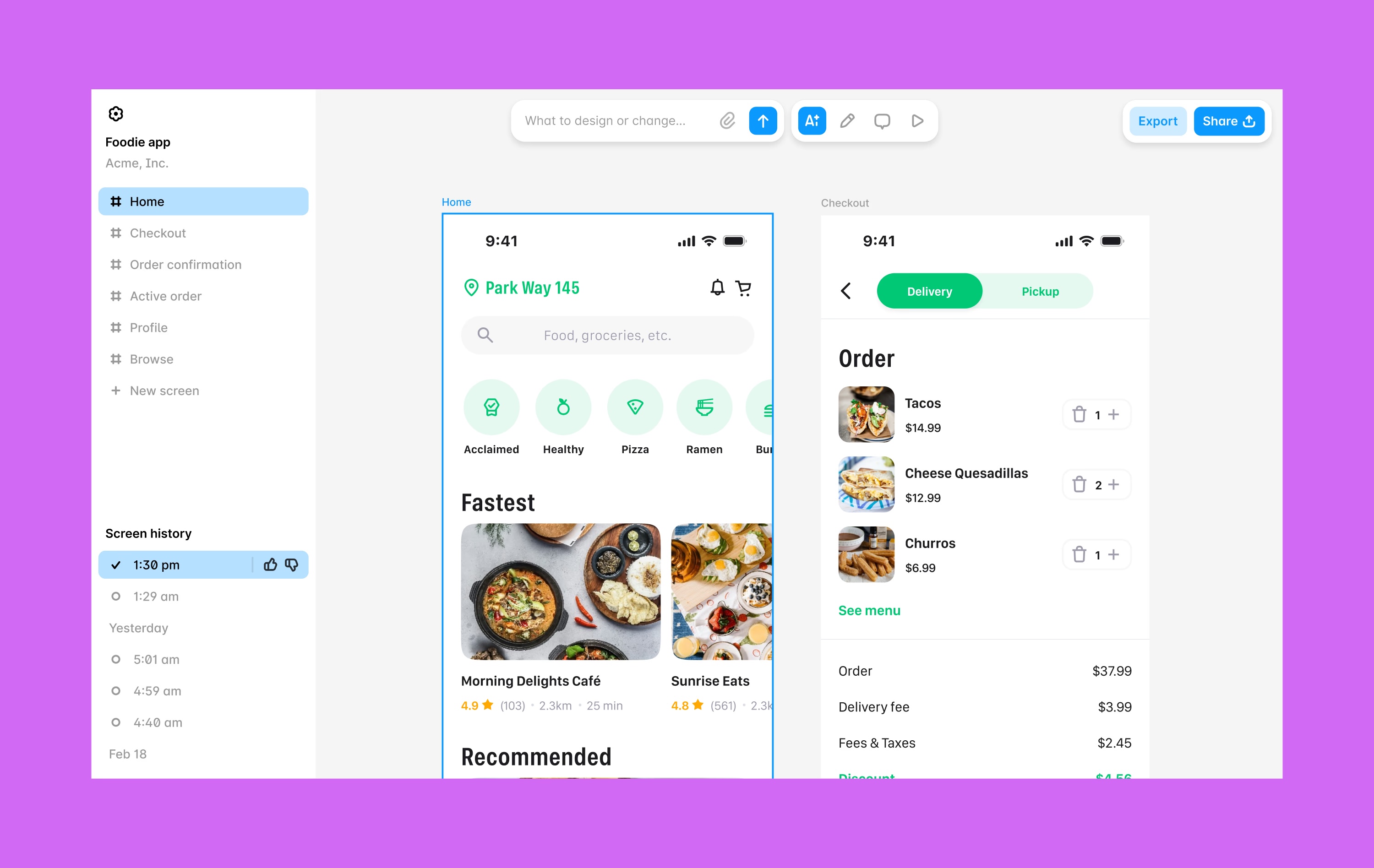 Interfaz solo chat de Lovable — sin editor visual, genera código React